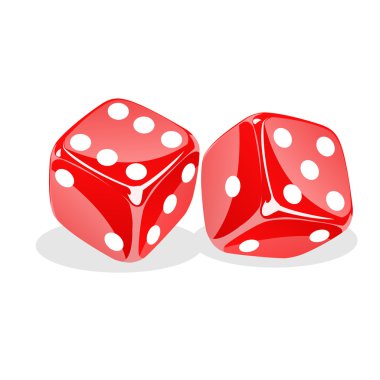 Rolling dices on white clipart