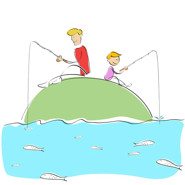 Vater und Sohn angeln — Stockfoto