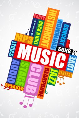 Musical word cloud clipart