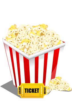 Pop corn with ticket clipart