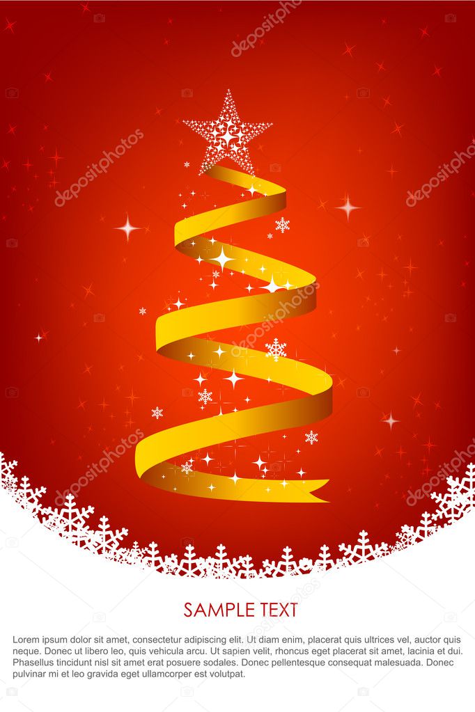 Christmas background with swirling christmas tree