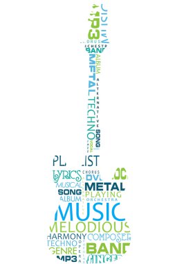 Text cloud guitar clipart