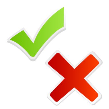 Green tick mark and red cross clipart