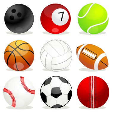 Set of different sports balls clipart