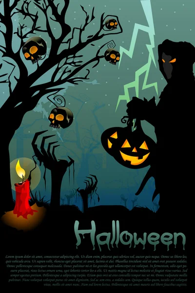 Ghost with jack lantern in halloween night — Stock Photo, Image