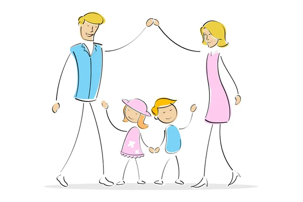 Family forming shape of home — Stock Photo, Image