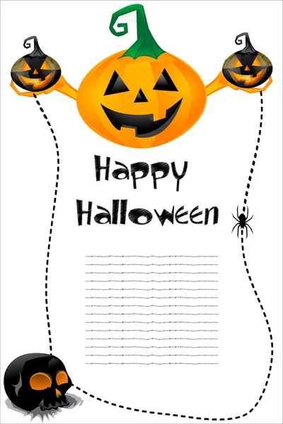 Tarjeta de Halloween con calabaza y cráneo —  Fotos de Stock