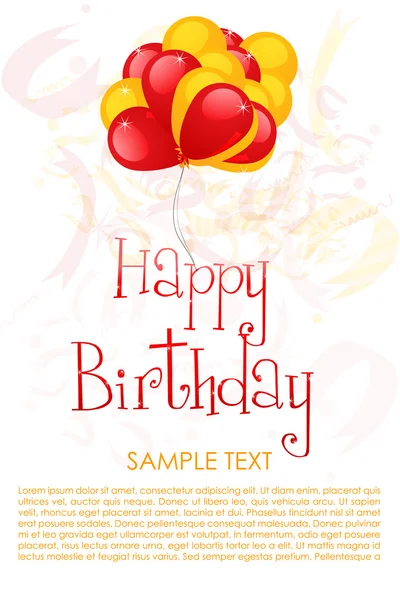 Cartão de aniversário com balão — Fotografia de Stock