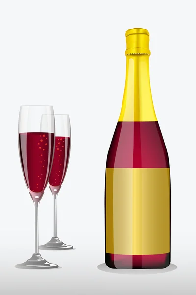 Wijnglas met fles — Stockfoto