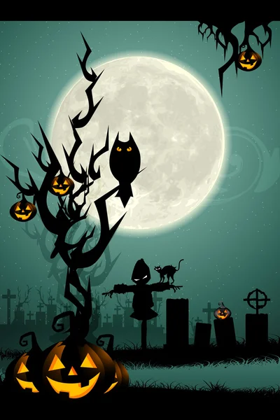 Noite de Halloween no cemitério — Fotografia de Stock