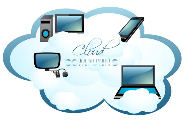 Computers op wolk — Stockfoto