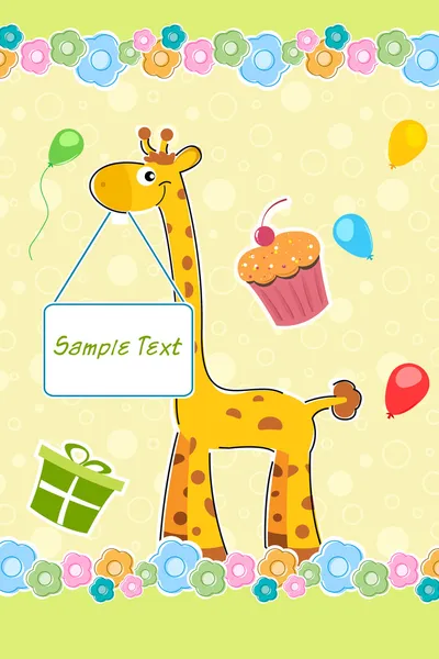 Giraffe with sample text board — Stock Photo, Image