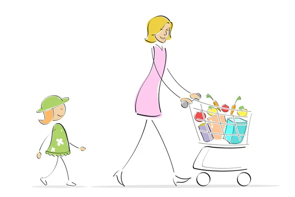 Мать и дочь за покупками — стоковое фото