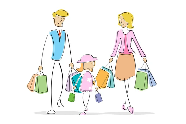 Rodina v nakupování — Stock fotografie
