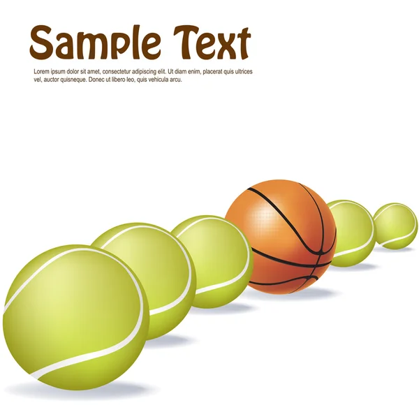Basketbal míč mezi tenisové míčky — Stock fotografie