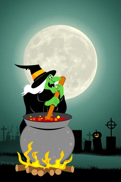Halloween witch cooking — Stock Photo, Image