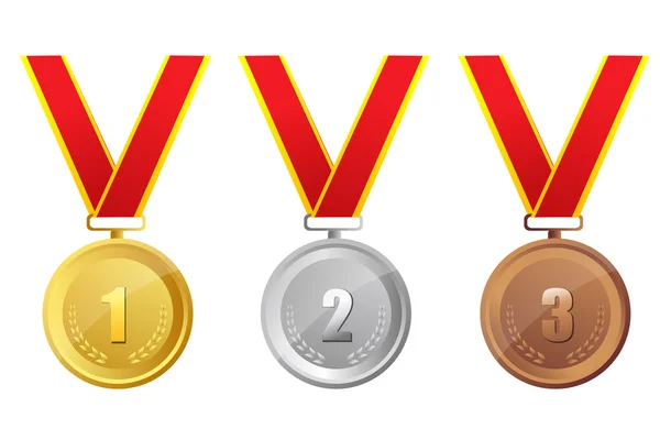 Zlatá, stříbrná a bronzová medaile — Stock fotografie