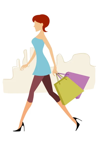 Señora con bolsas de compras — Foto de Stock