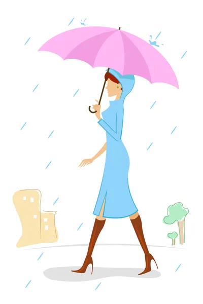 Pani w deszczowy dzień — Zdjęcie stockowe