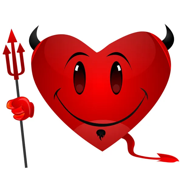Illustration av djävulen hjärtat smiley — Stockfoto