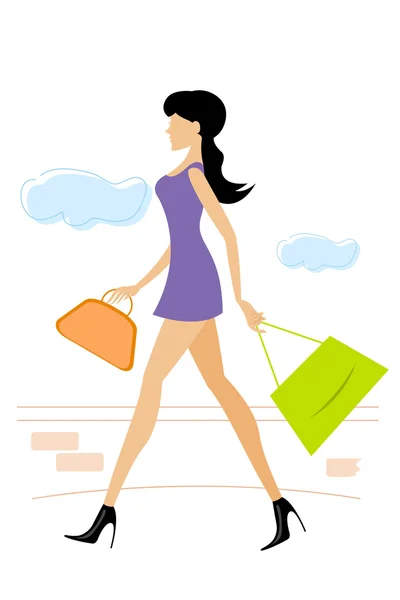 Signora con shopping bag — Foto Stock