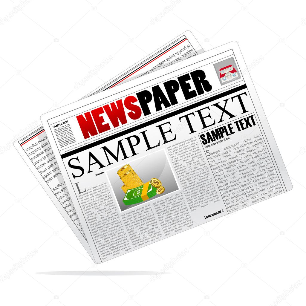 Illustration of newspaper on white