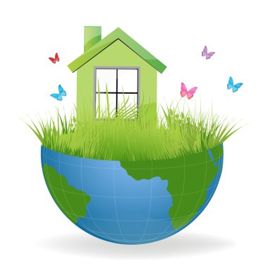 Green house on half earth clipart