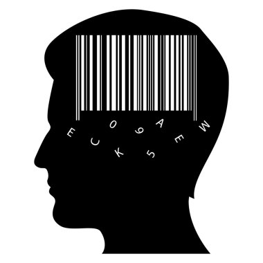 Man's mind with barcode clipart