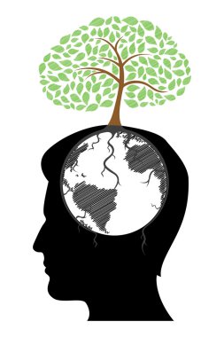 Man's mind with tree on top clipart