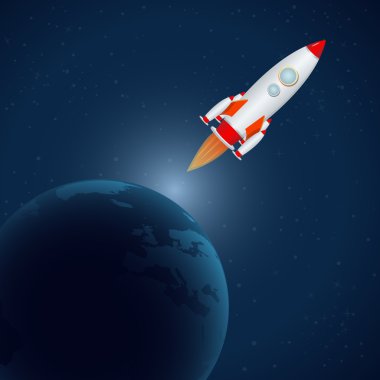 Rocket in universe clipart