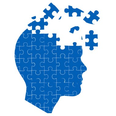 Man's mind with jigsaw puzzle clipart