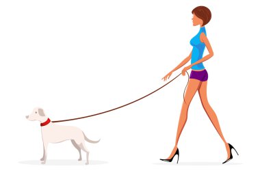 Lady with dog clipart