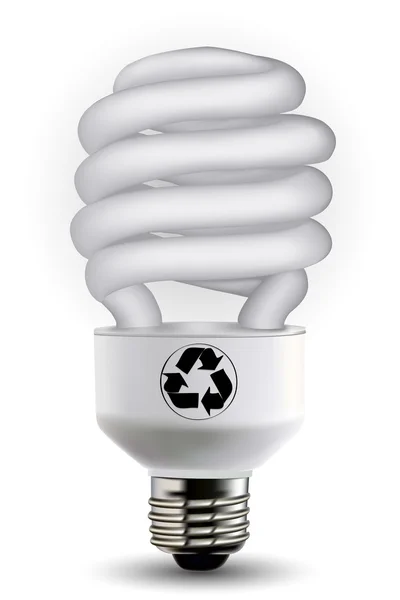 Lâmpada Cfl com símbolo de reciclagem — Fotografia de Stock