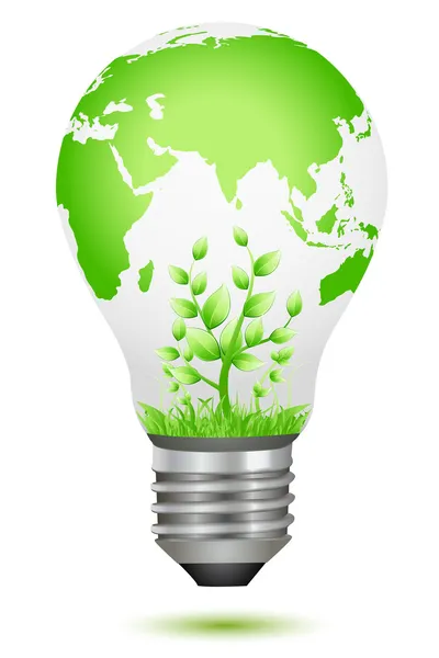 Växande plantan inne globala lampa — Stockfoto