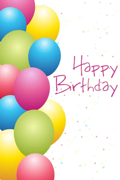 Cartão de aniversário com bando de balões — Fotografia de Stock