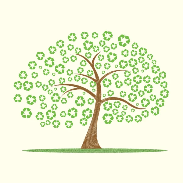 Árvore com símbolos de reciclagem — Fotografia de Stock
