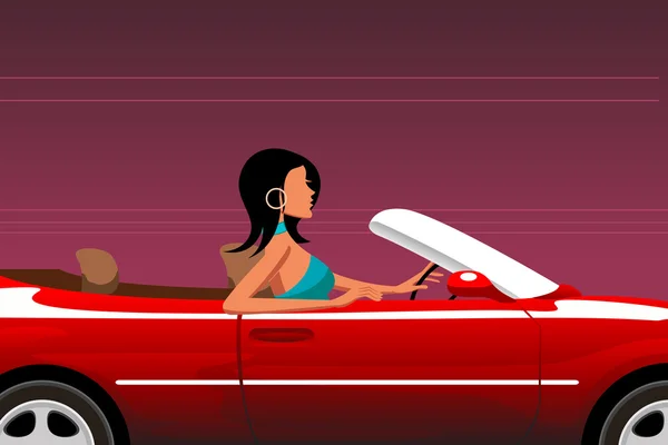 Urban kvinna kör bil — Stockfoto