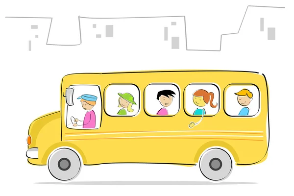 Enfants dans le bus scolaire — Photo