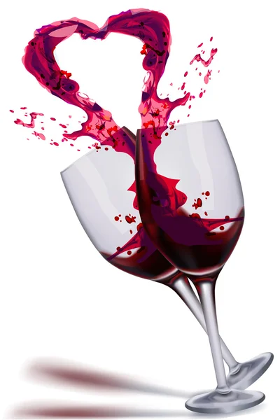 Wine splashing out in heart shape — Stock Photo, Image