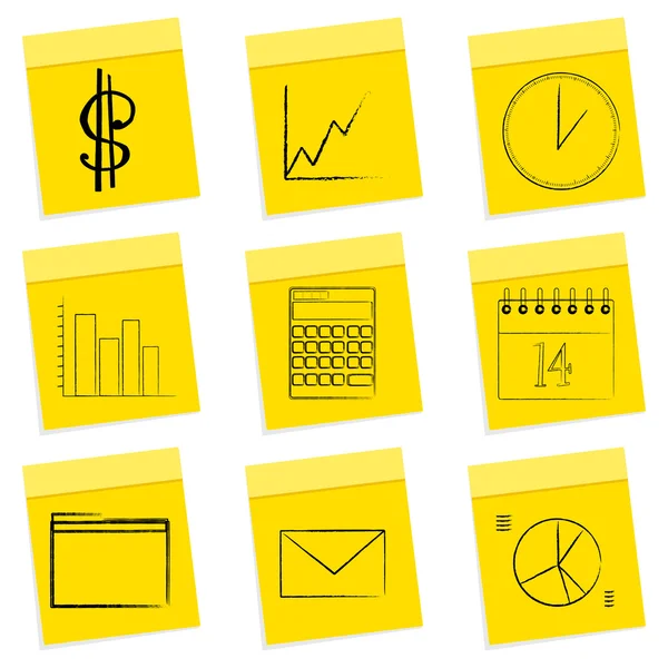Business icons, sticky notes — Stock Photo, Image