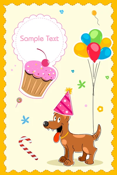 Doğum günü kartı içinde köpek yavrusu — Stok fotoğraf
