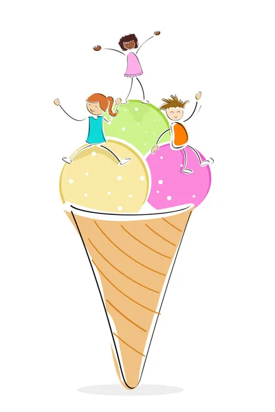 Діти з морозивом — стокове фото