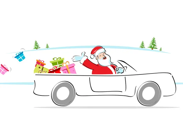 Santa i bil — Stockfoto