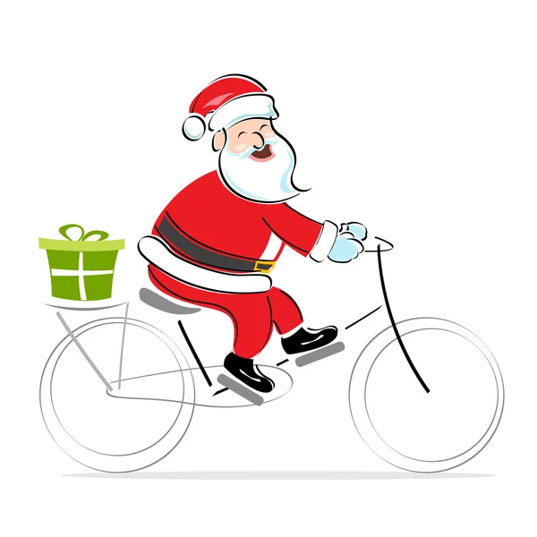 Santa riding bicycle — Stock Photo, Image