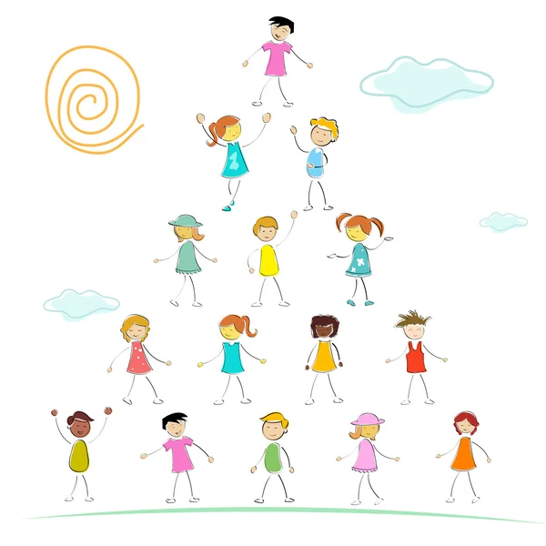 Dzieci, tworząc piramidę — Zdjęcie stockowe
