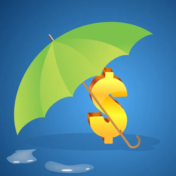 Sinal de dólar sob guarda-chuva — Fotografia de Stock