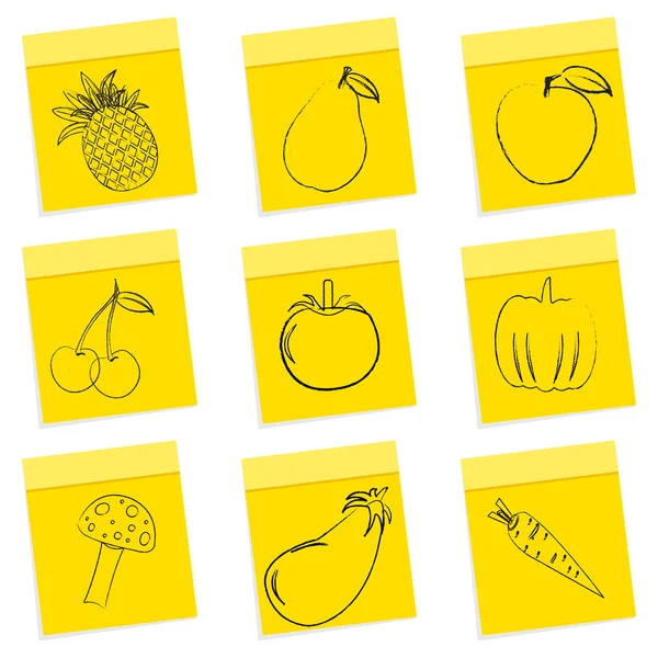 水果与蔬菜的素描 — 图库照片