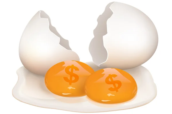 Huevo roto con icono de dólar — Foto de Stock