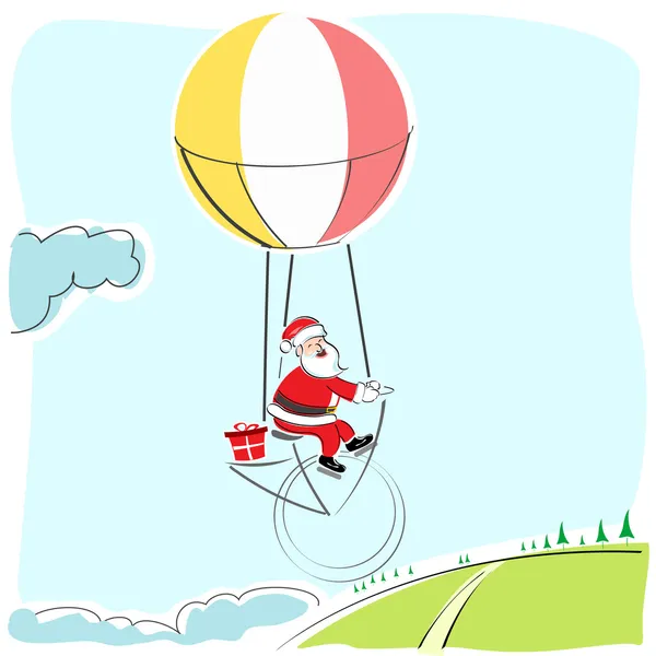 Weihnachtsmann fliegt mit Fallschirm — Stockfoto