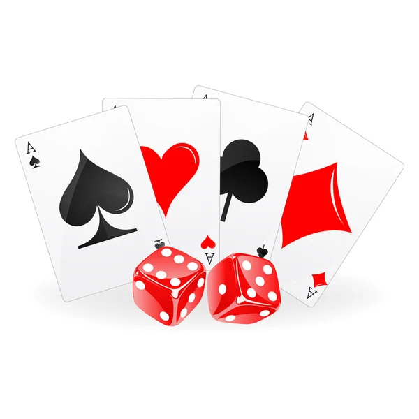 Hrací karta s kostkami — Stock fotografie